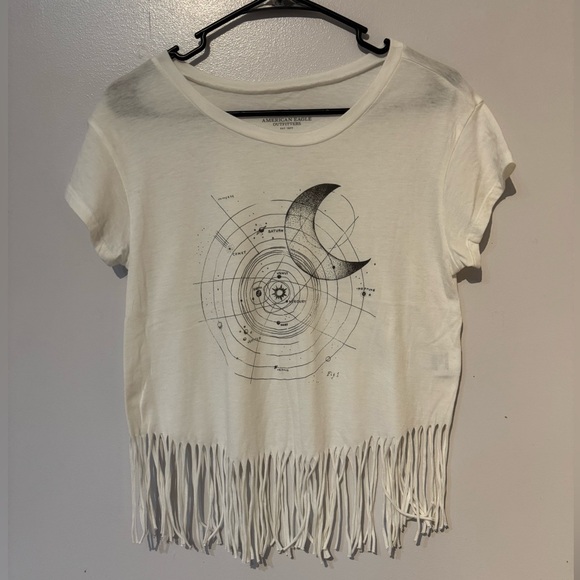 American Eagle Outfitters White Fringe Top - Picture 1 of 3
